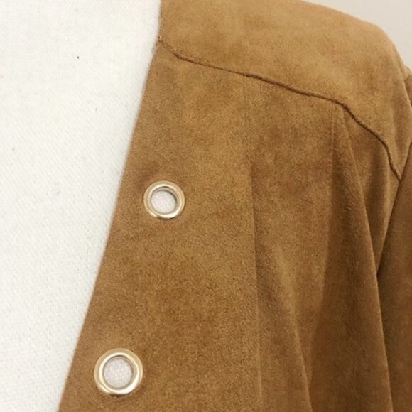Chico's Tan Faux Suede Grommet Detail Jacket - Picture 3 of 6
